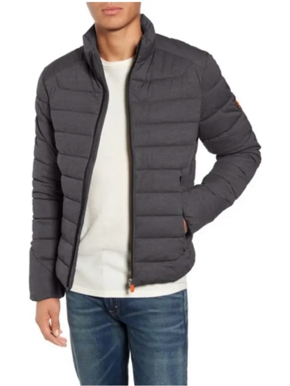 SAVE THE DUCK Men's Quilted Stretch Puffer Jacket in Charcoal